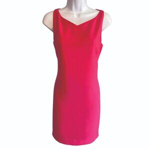 Tahari Hot Pink Sheath Dress, Size 8, Gold Zipper back